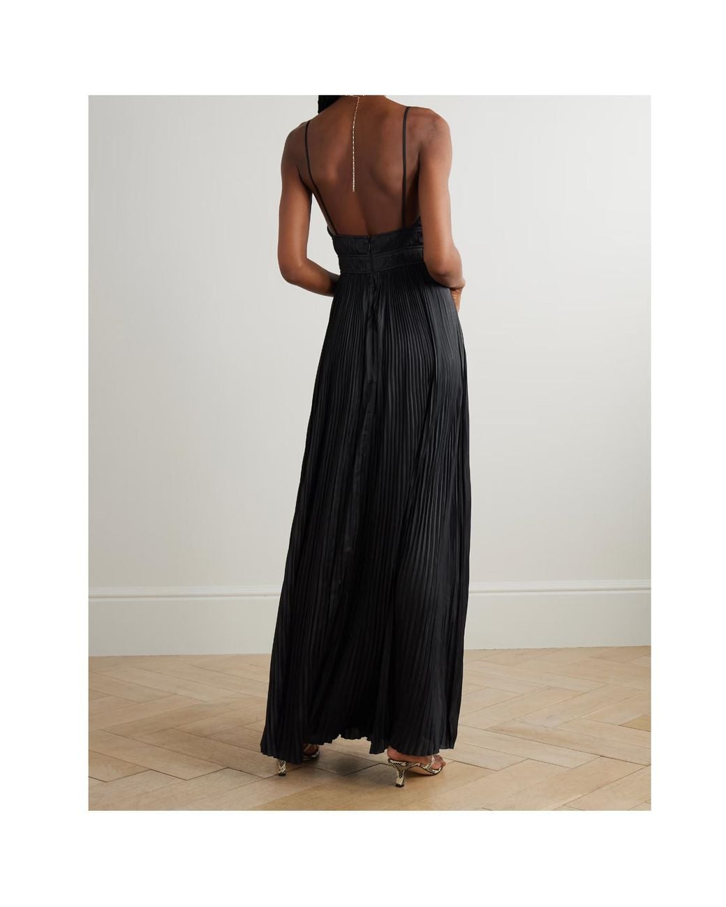 Ulla Johnson Black Reine Plisse-Satin Gown