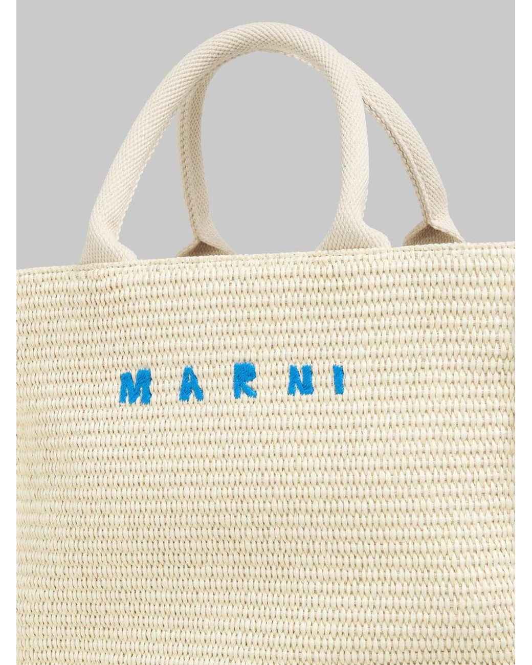 Marni Natural Tropicalia Logo Embroidered Small Tote Bag