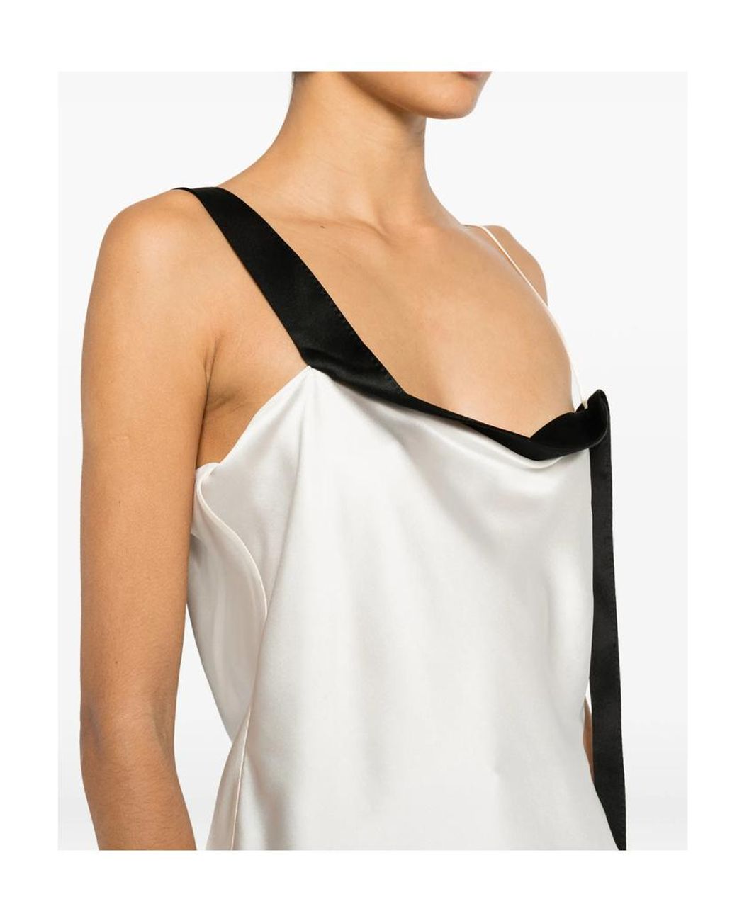 Tom Ford White Color-Blocked Off-Shoulder Tank Top
