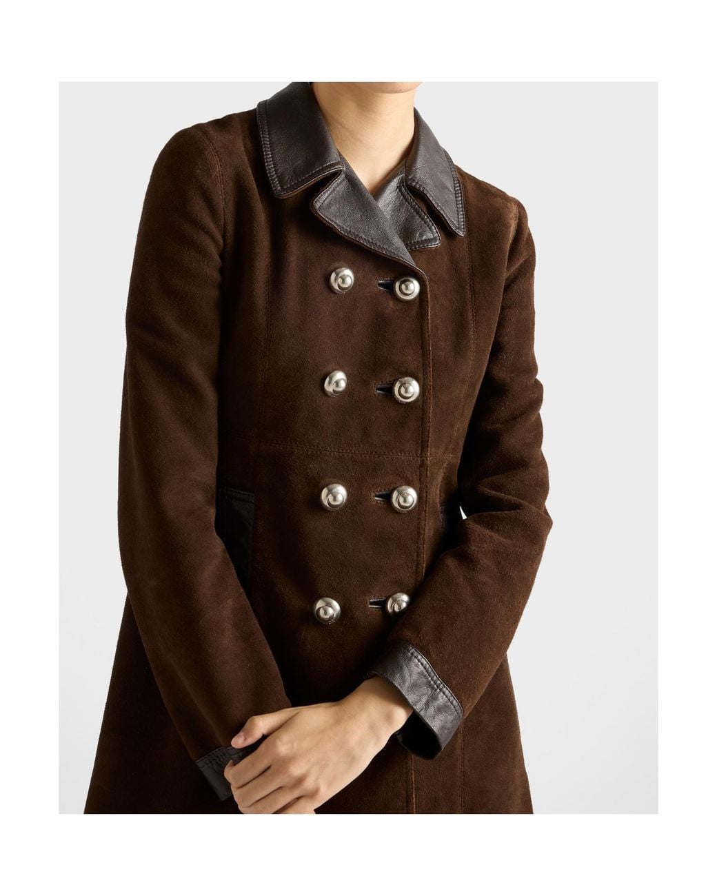 Prada Brown Double-Breasted Suede Caban Jacket