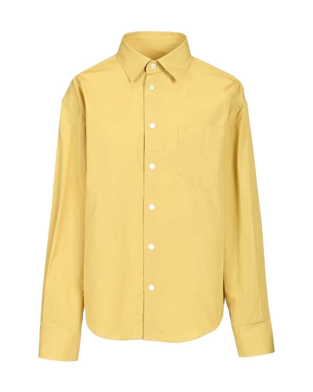 AMI Yellow Ami De Coeur Long Sleeved Boxy Shirt for men