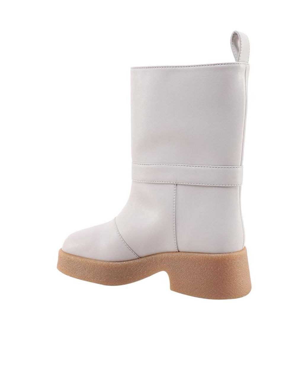 Stella McCartney White Logo Lettering Pull-On Ankle Boots