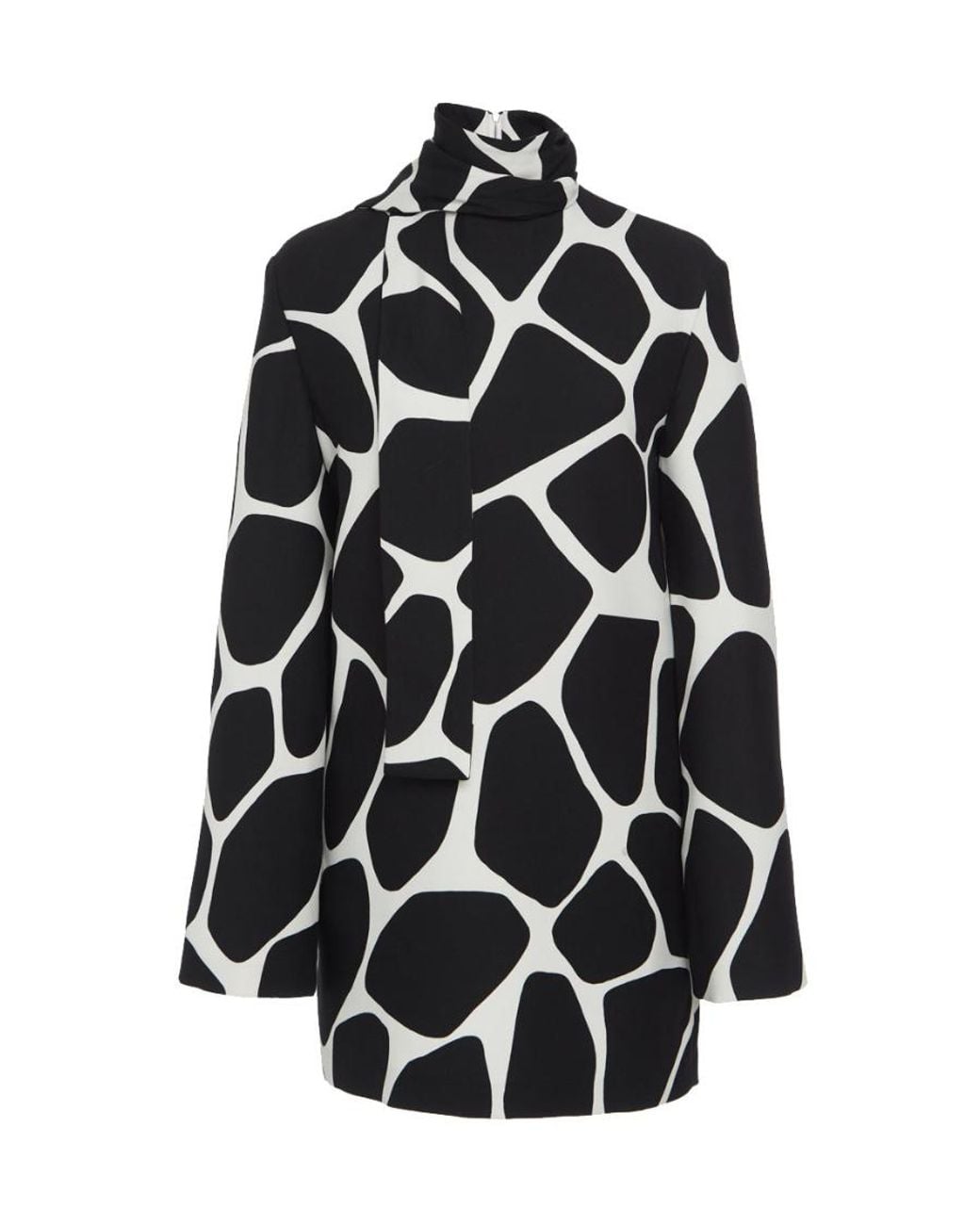 Valentino Black Giraffe Print Foulard Blouse