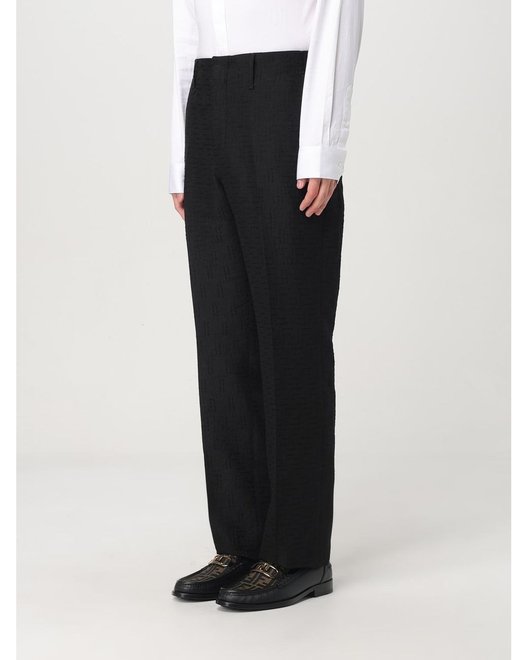 Fendi Black Ff Jacquard Tailored Trousers for men