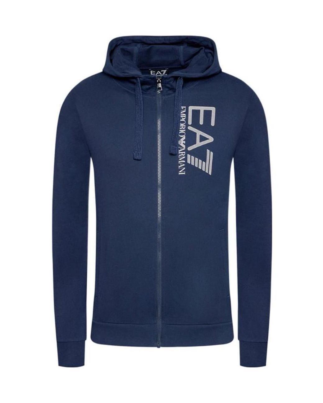 EA7 Blue Logo Hooded Casual Jacket for men