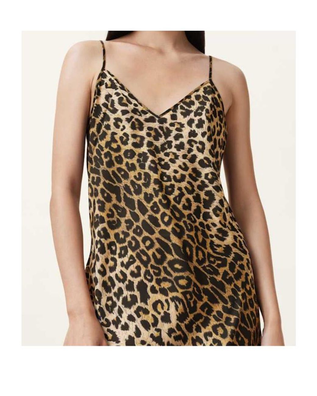 AllSaints Black Leopard Printed Off-Shoulder Dress
