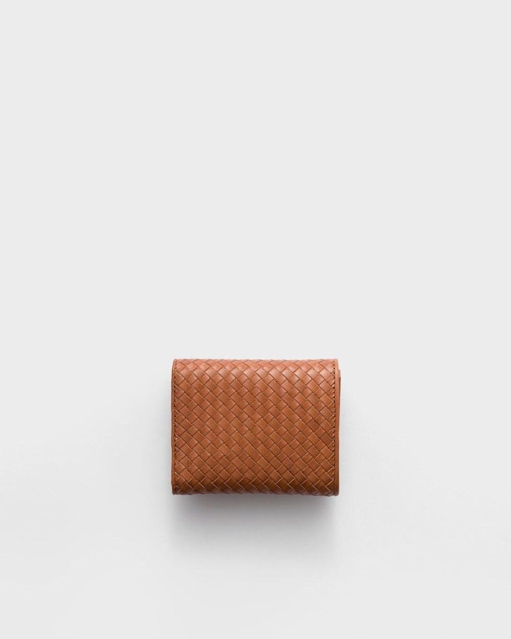 Prada Brown Small Woven Leather Wallet