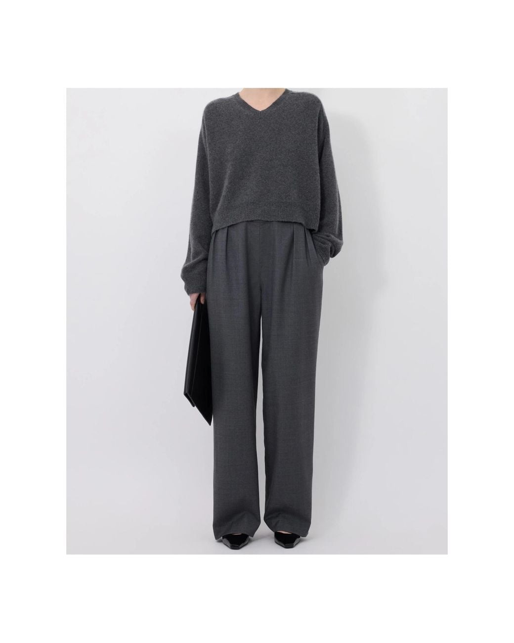 Loulou de Saison Black Anzor Boxy V-Neck Sweater