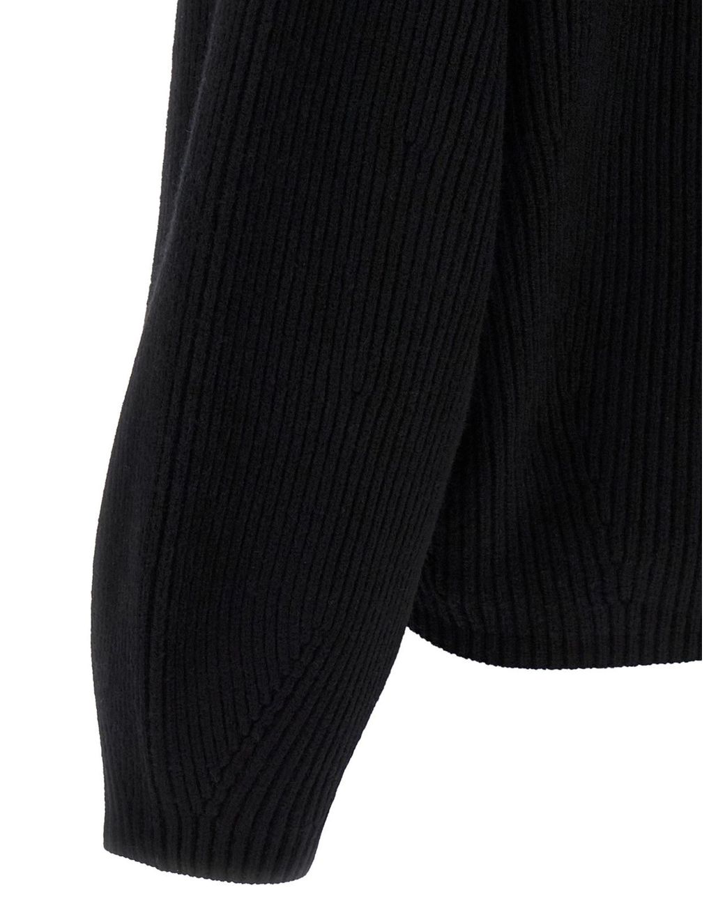Totême Black Collared Long-Sleeved Knit Sweater