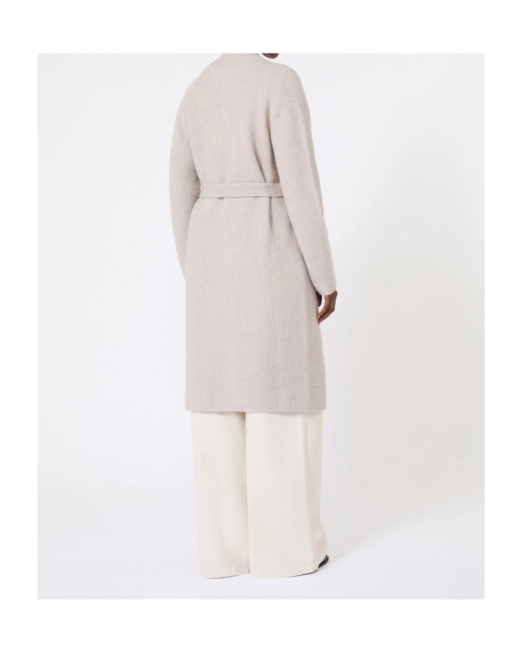 Max Mara White Alpaca Wool-Blend Longline Cardigan