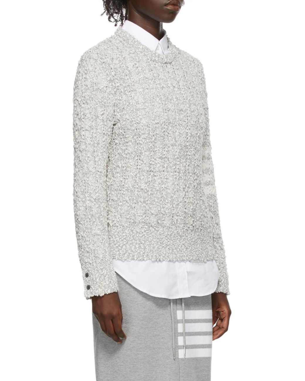 Thom Browne Gray Open Tuck Stitch 4-Bar Jumper