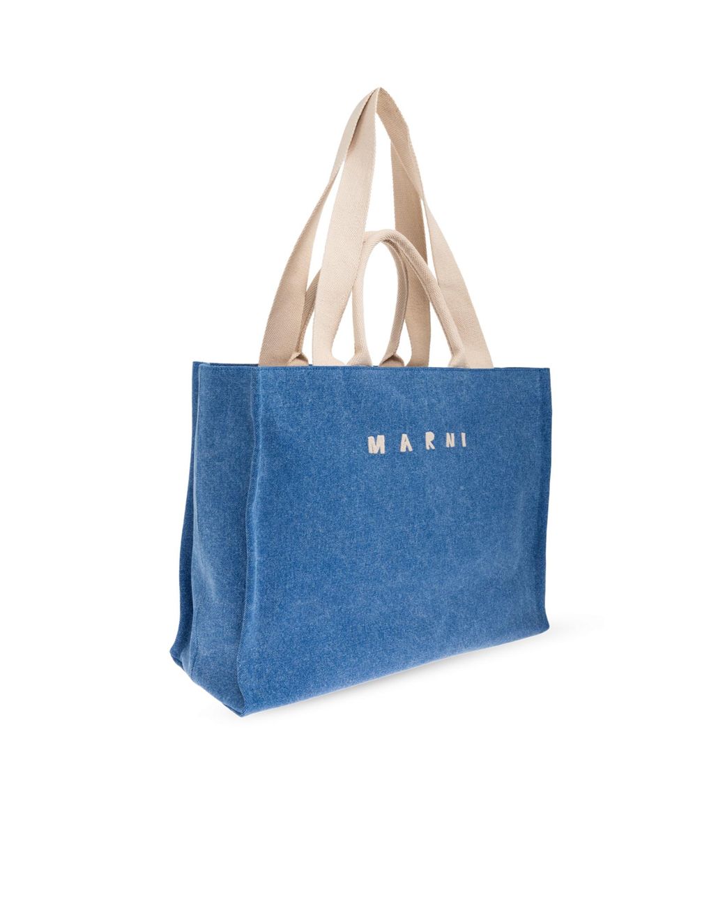 Marni Blue Logo-Detailed Large Shopper Bag