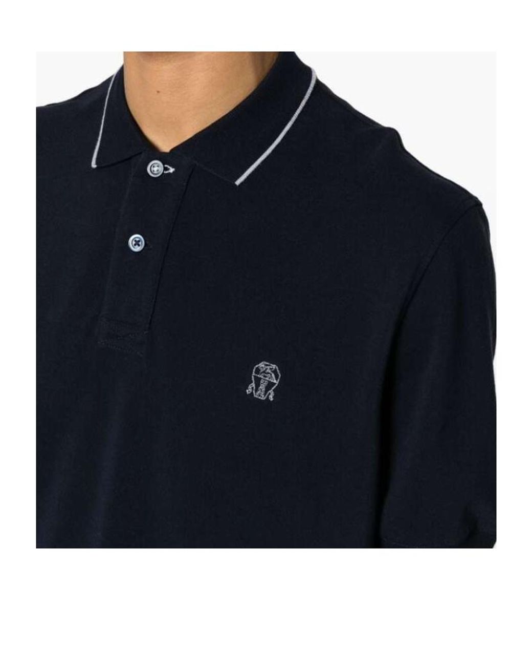 Brunello Cucinelli Black Cotton Polo Shirt for men