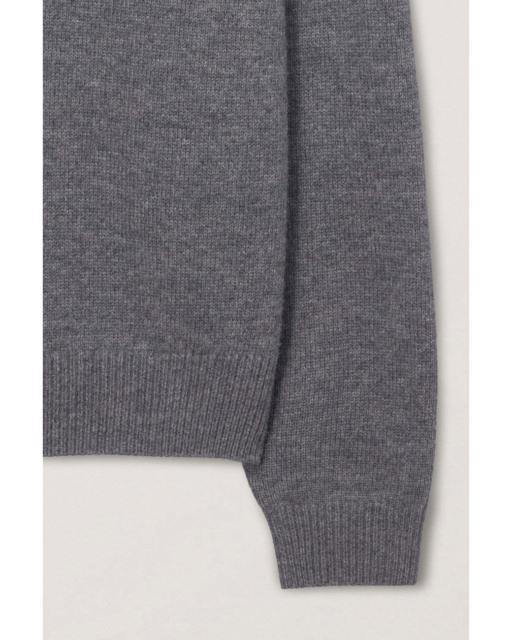 DUNST Gray V-Neck Cashmere Knitted Sweater for men