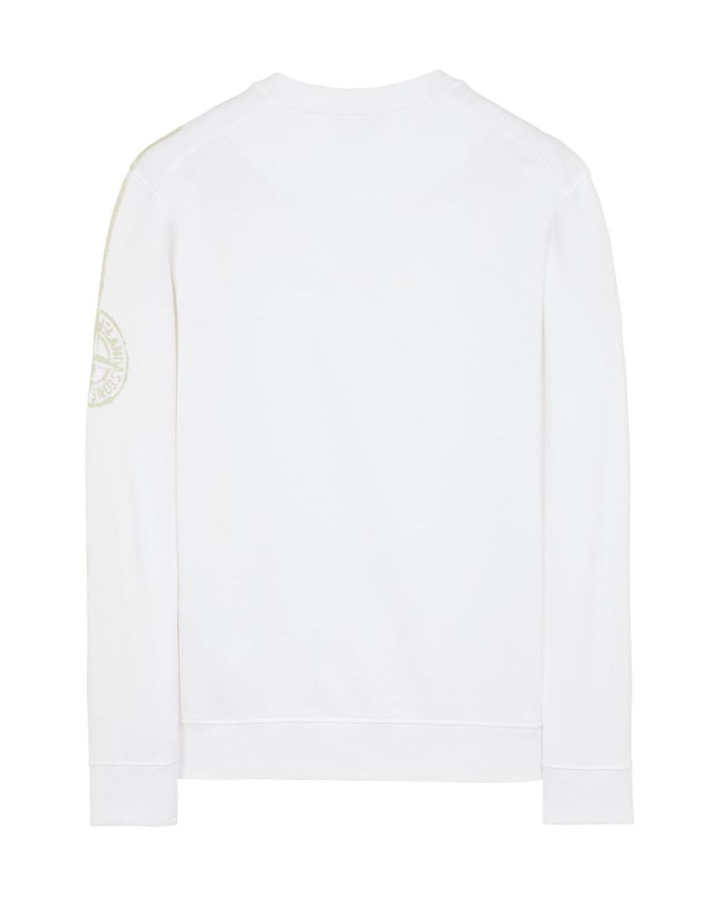 Stone Island White Logo Printed Crewneck Sweatshirt for men