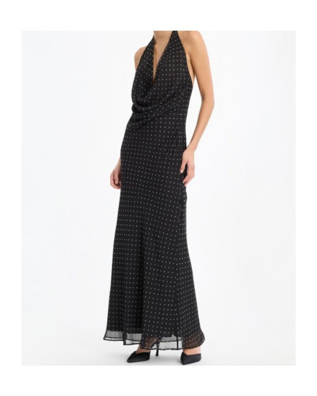 ROTATE BIRGER CHRISTENSEN Black Chiffon Halterneck Dress