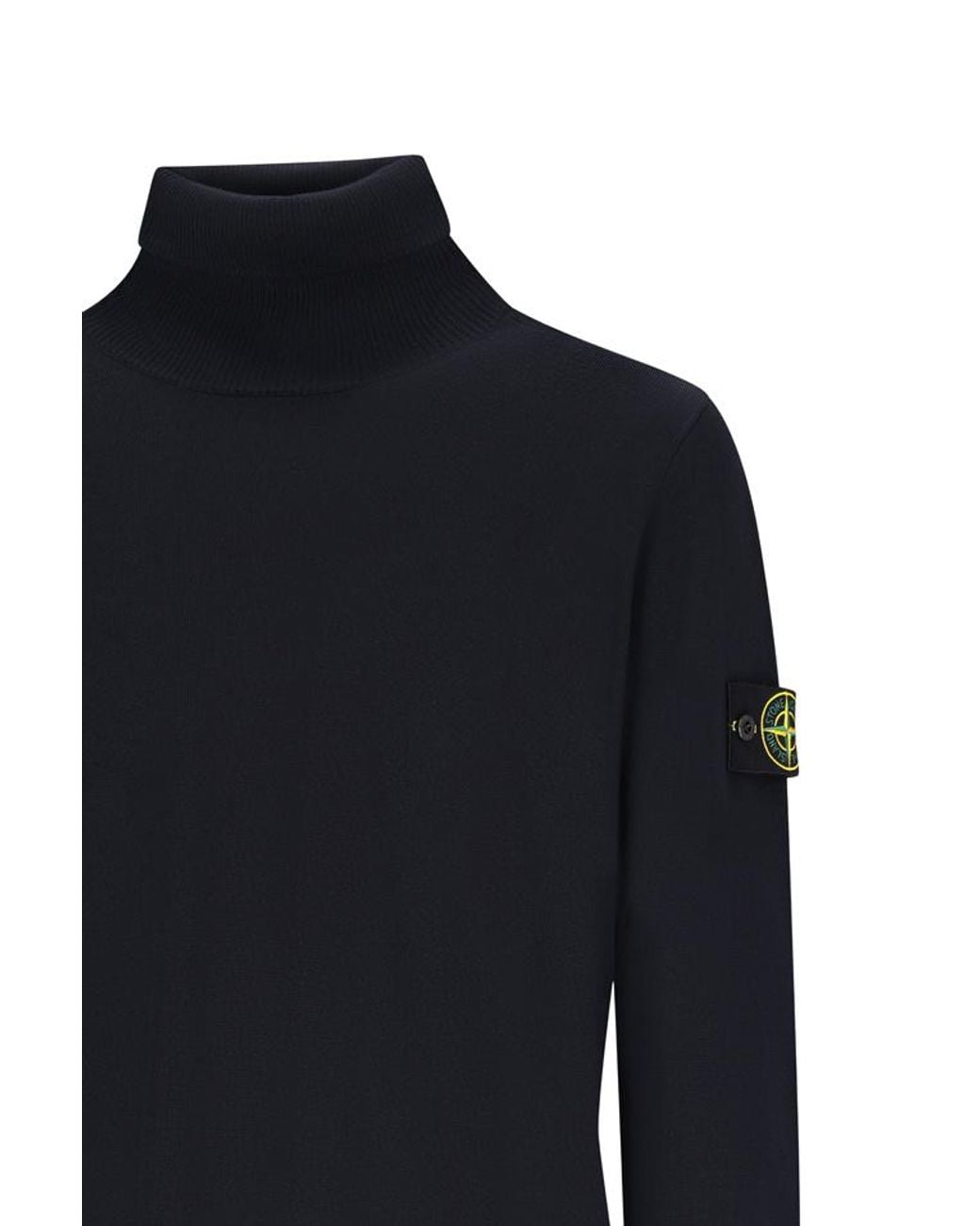 Stone Island Blue Logo Patch Roll Neck Jumper for men