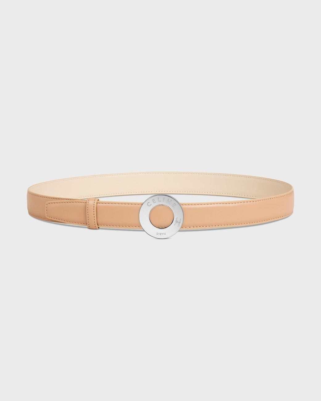 Céline White 25Mm Double-Sided Leather Belt With Disc Buckle