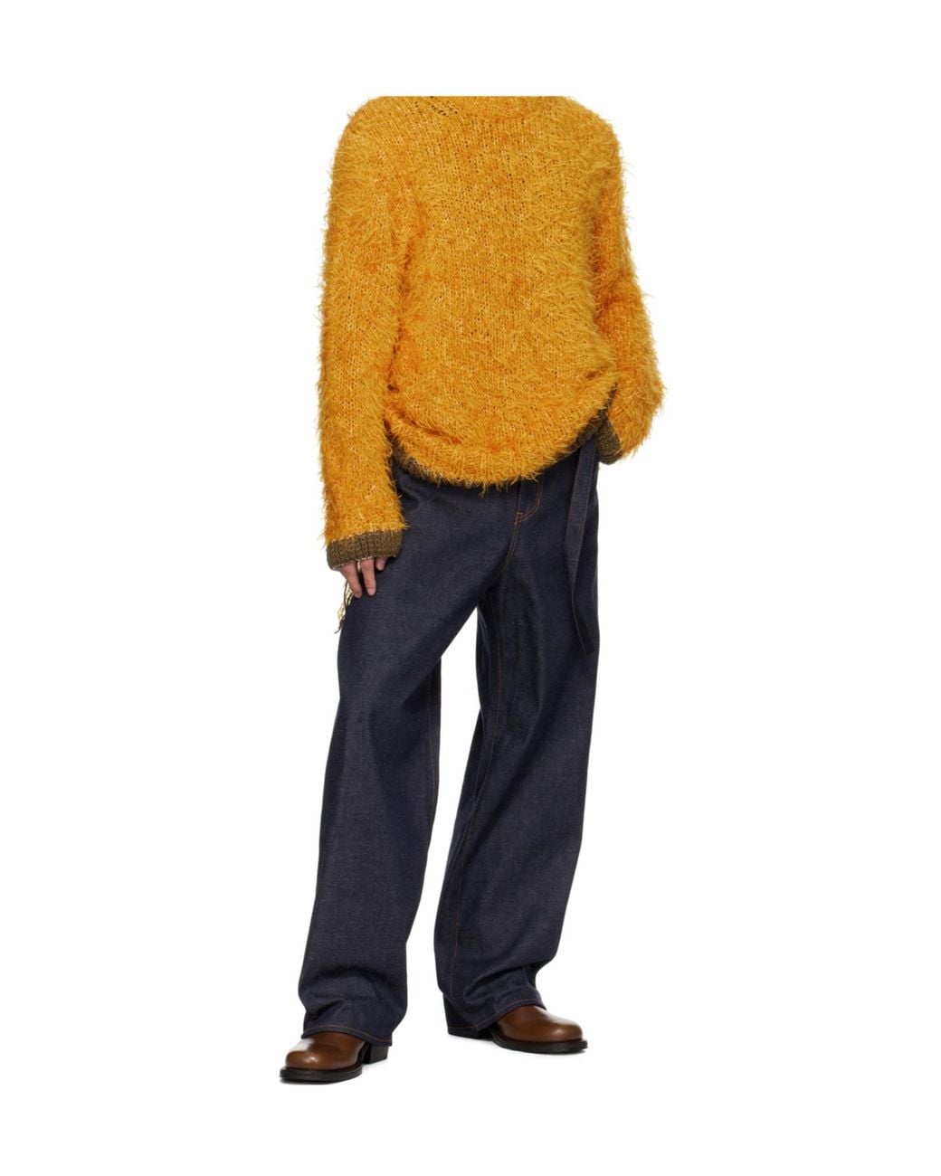 Sacai Blue Straight Leg Belted Jeans for men