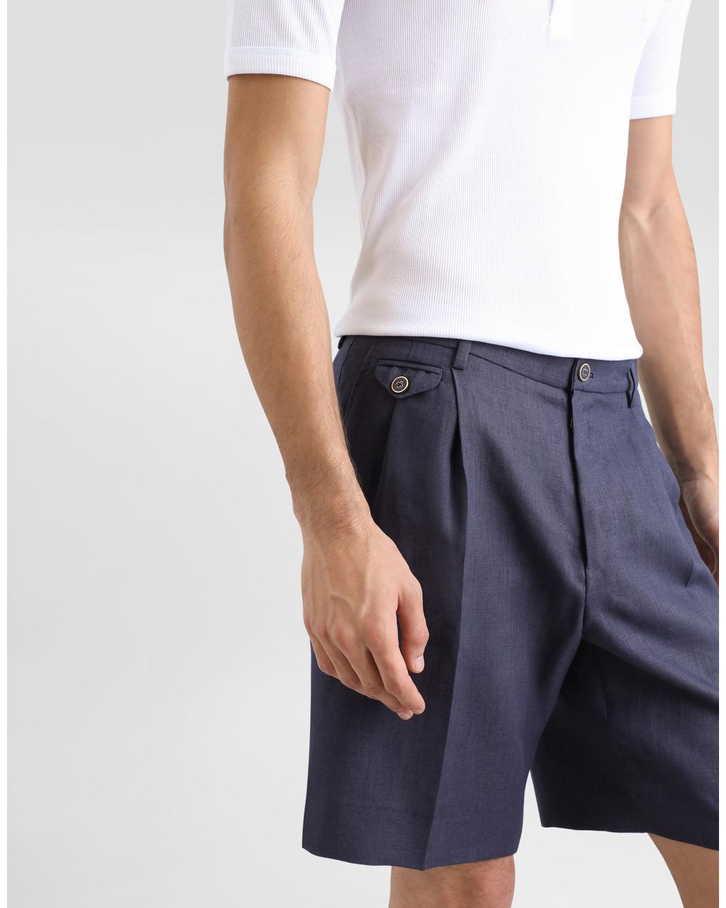 Dolce & Gabbana Blue Linen Shorts for men