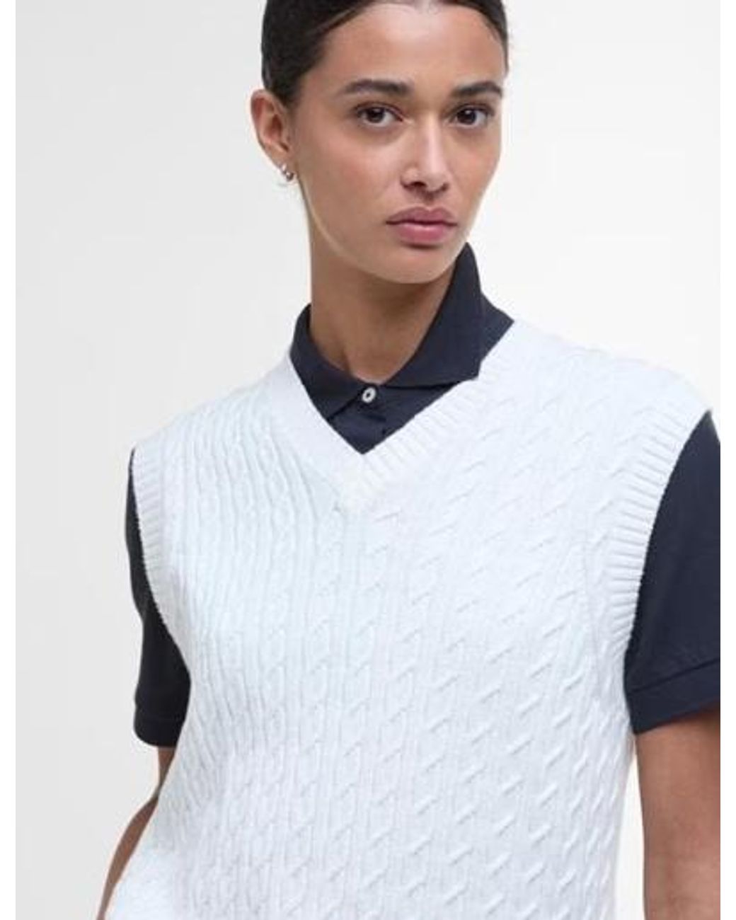 Barbour White Hartland Sweater Vest