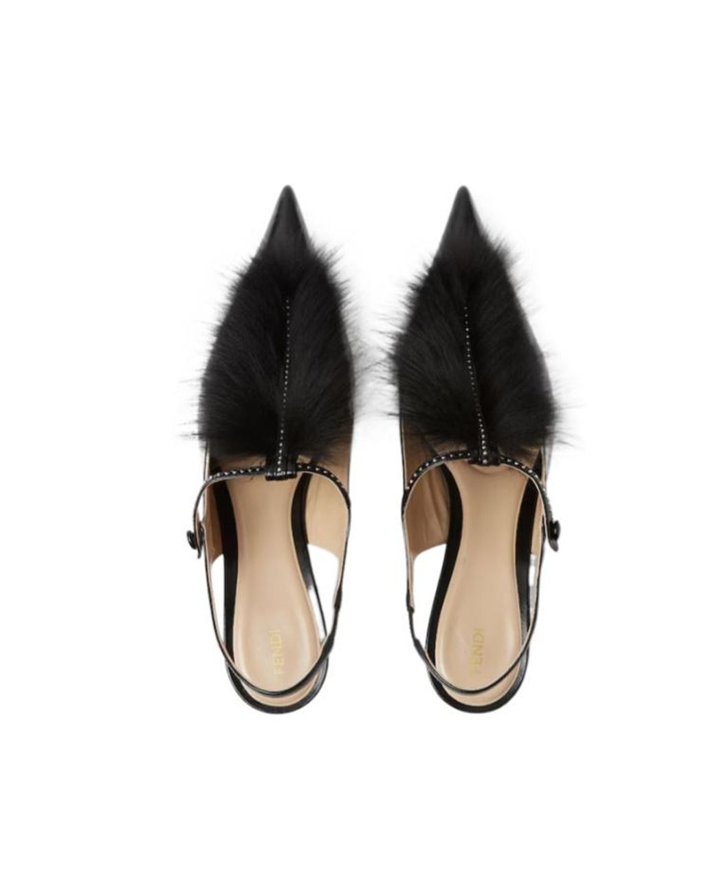 Fendi Black Noir T-Strap Slingback Pumps