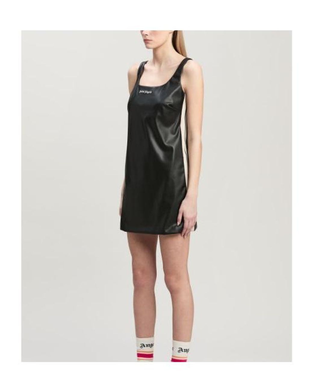 Palm Angels Black Logo Embroidered Sleeveless Mini Dress