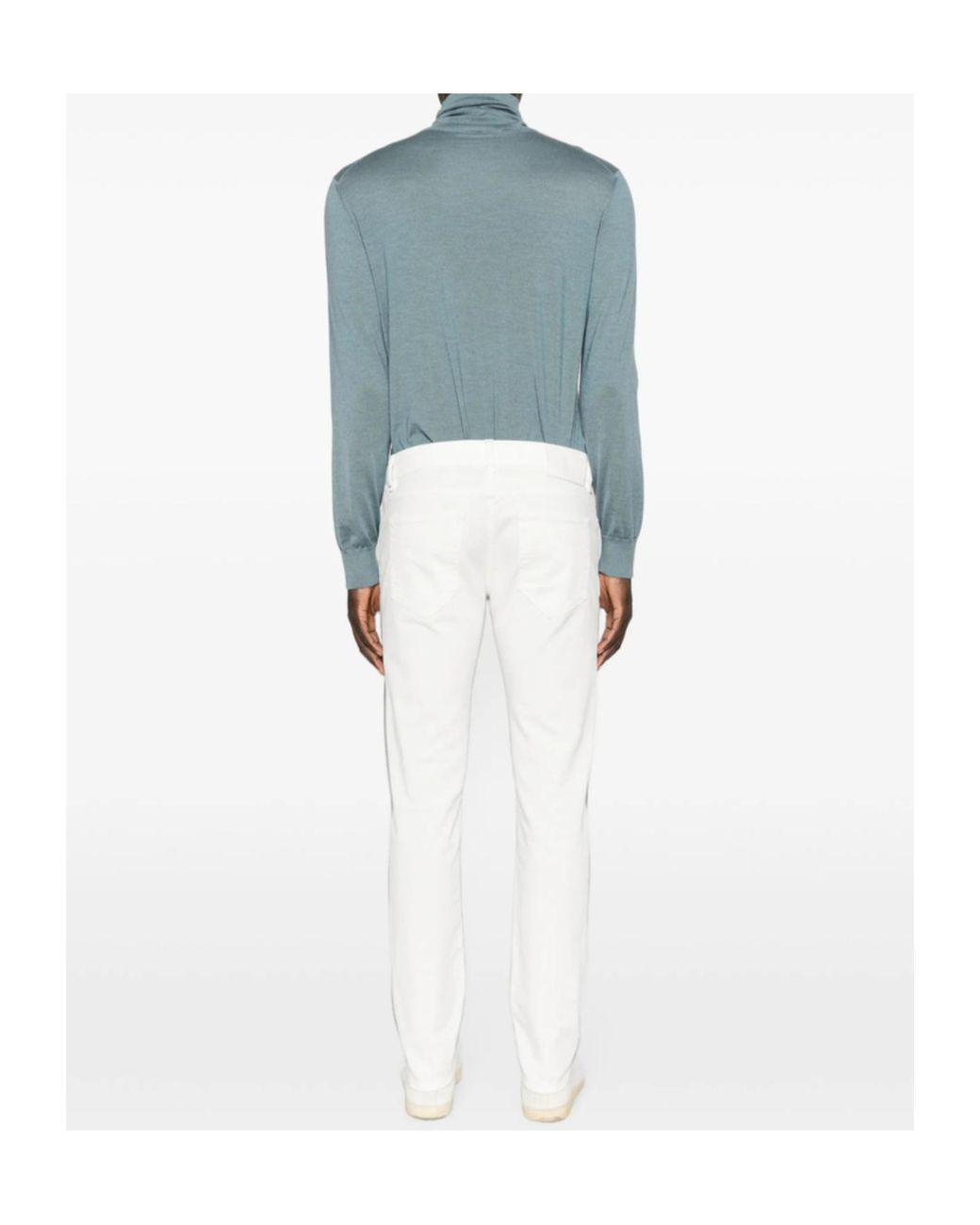 PT01 White Belt-Loop Jeans for men