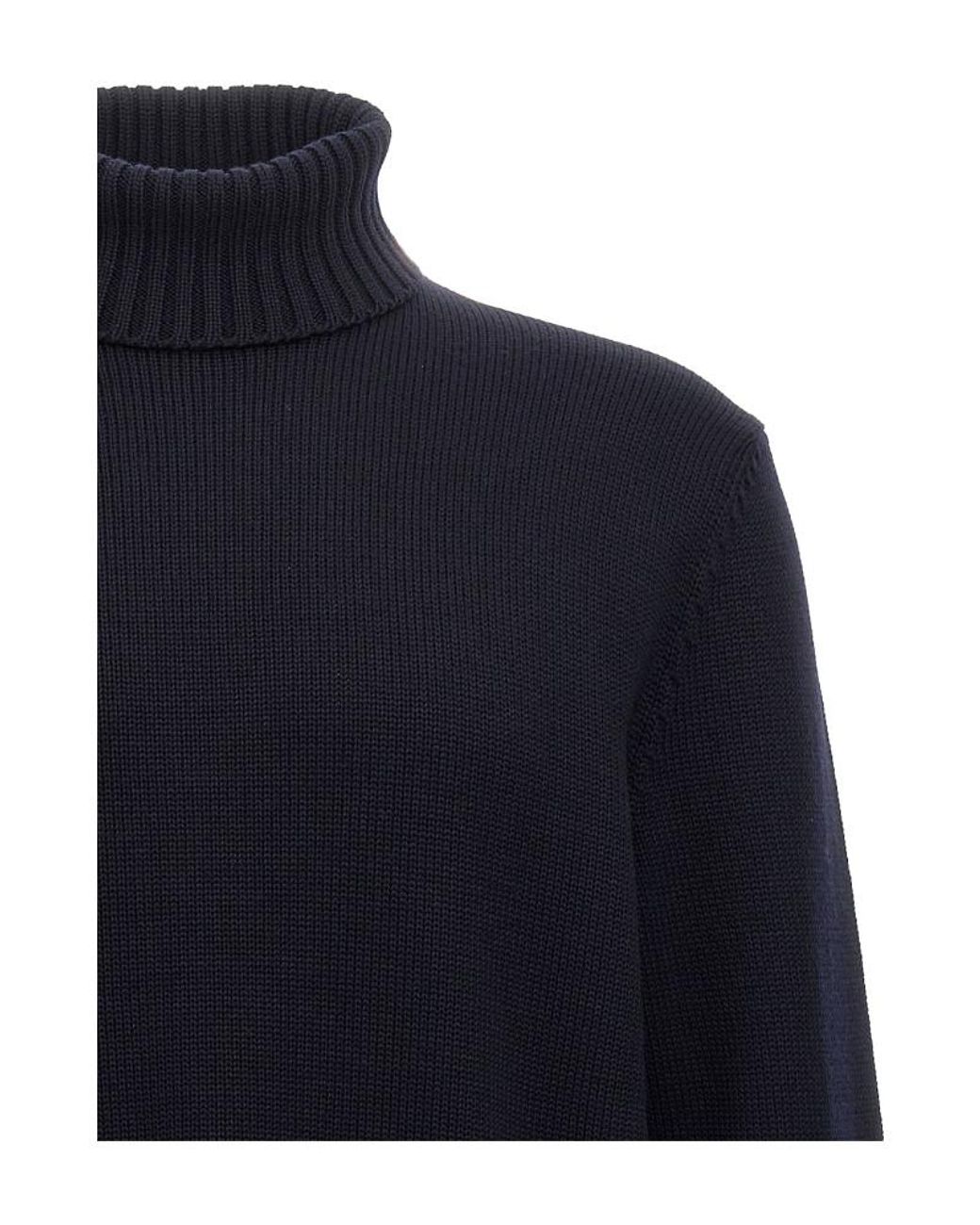 Zanone Blue Ribbed Turtleneck Knitted Sweater for men