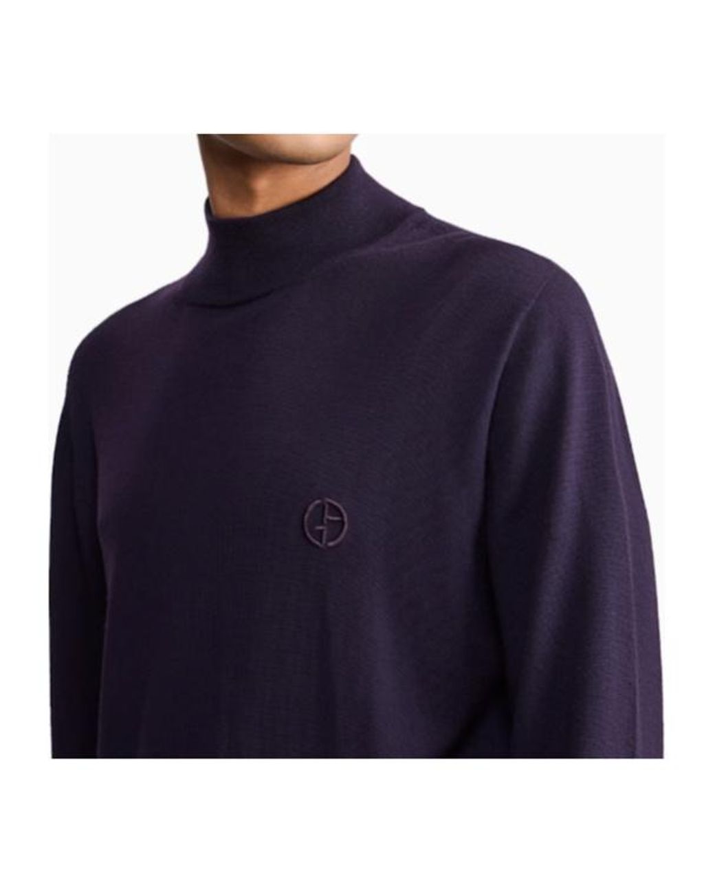 Giorgio Armani Blue Mock-Neck Knitted Jumper for men