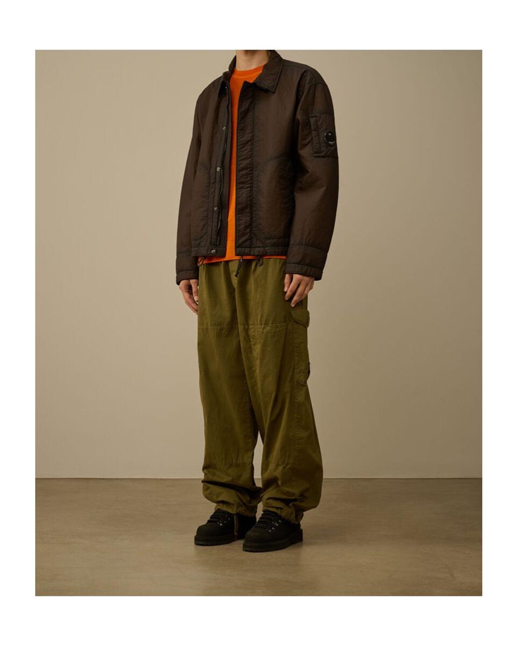 C P Company Brown Feltro Bi-Film Short Jacket for men