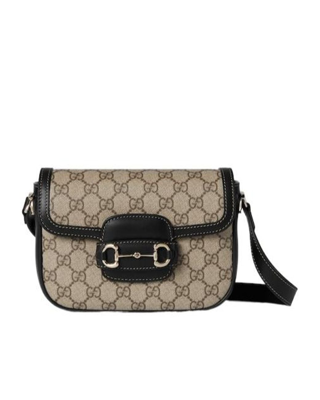 Gucci Black Horsebit 1955 Soft Small Shoulder Bag, Gg Canvas