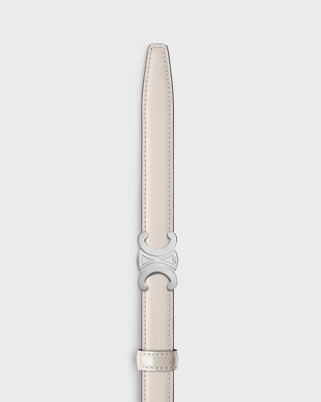 Céline White Triomphe Buckle And Reversible Taurillon Leather Strap