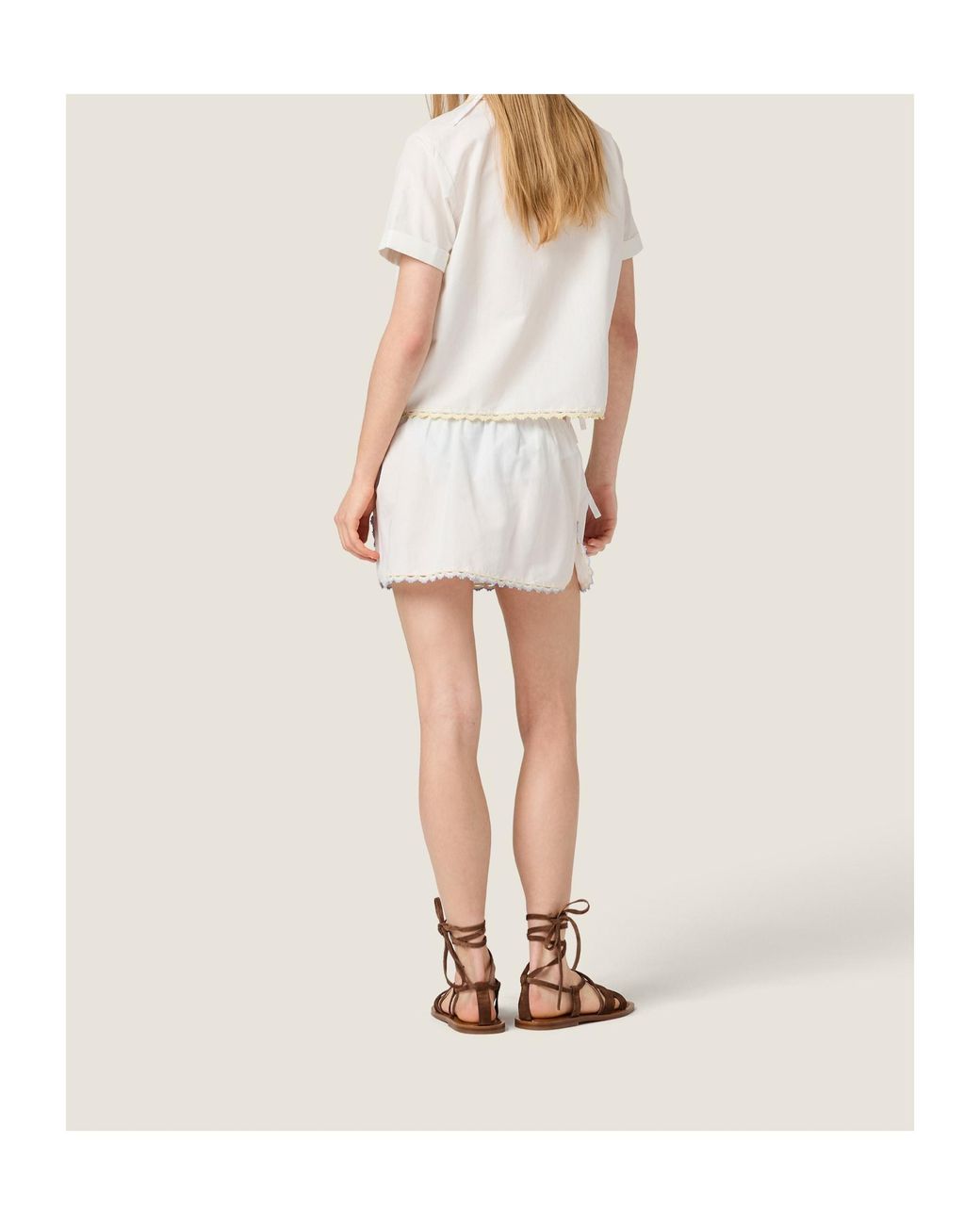 Miu Miu White Embroidered Slub Poplin Shirt