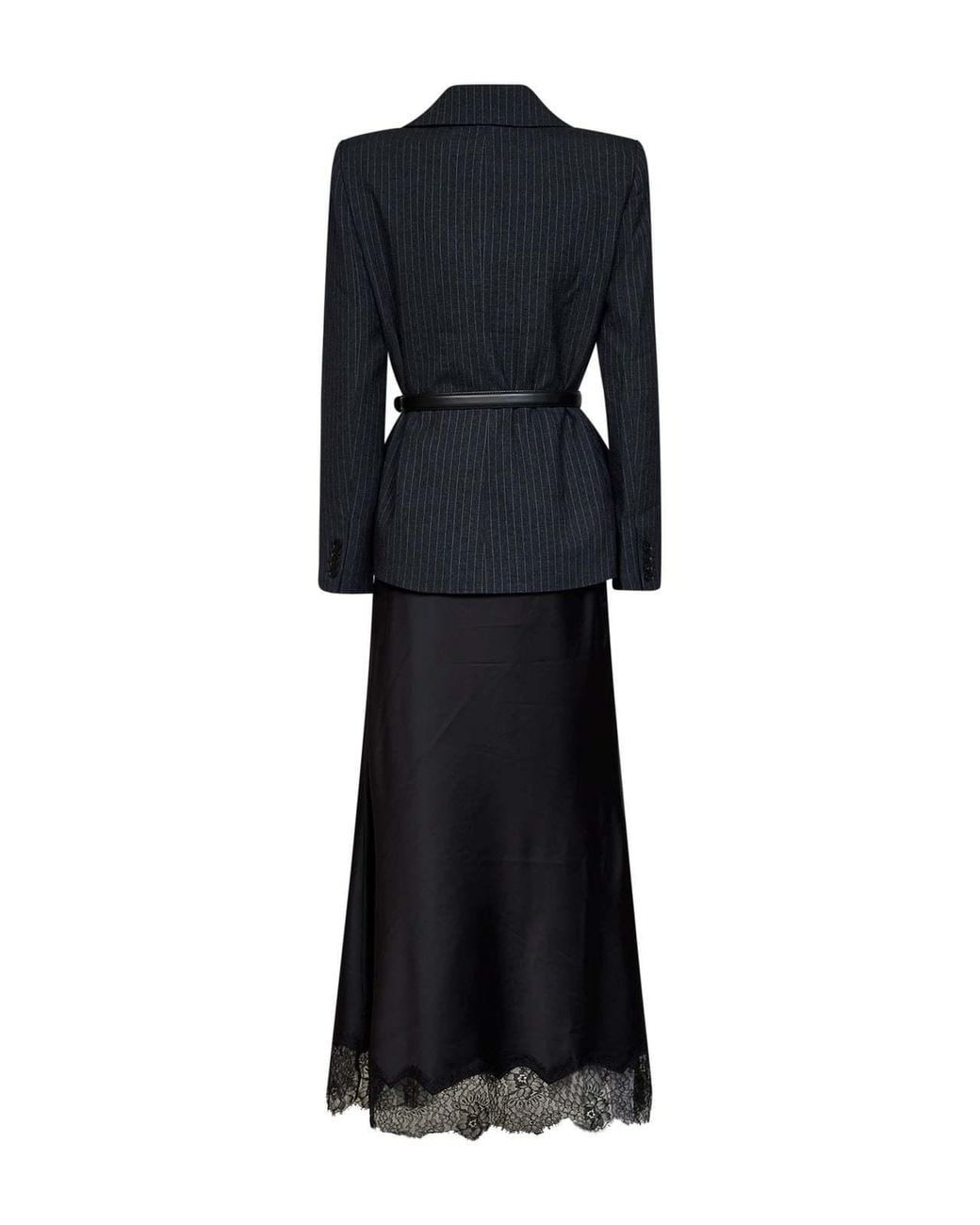 Self-Portrait Black Tailored Blazer Satin Midi Dress