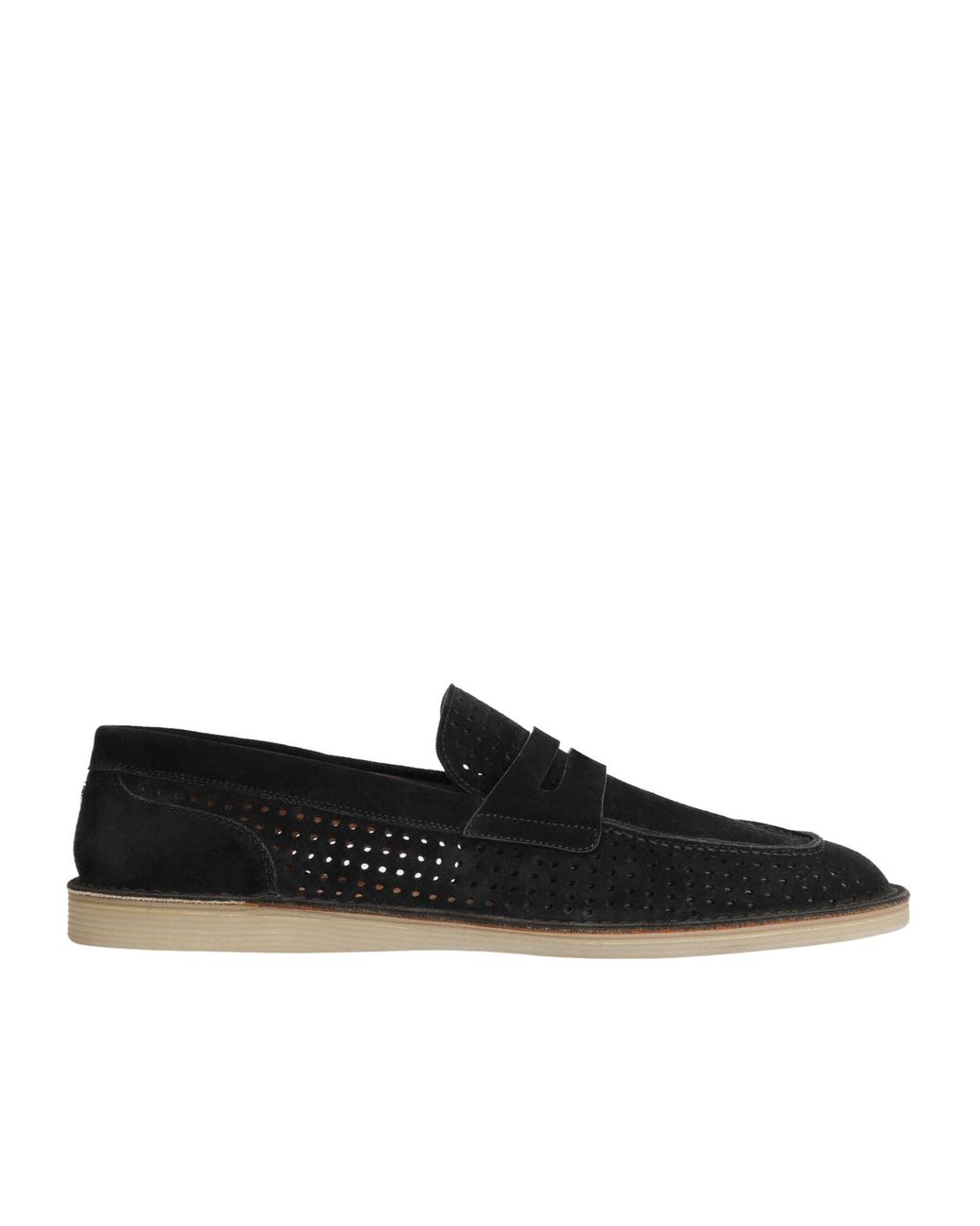 Dolce & Gabbana Black Logo Plaque Perforated Loafers for men
