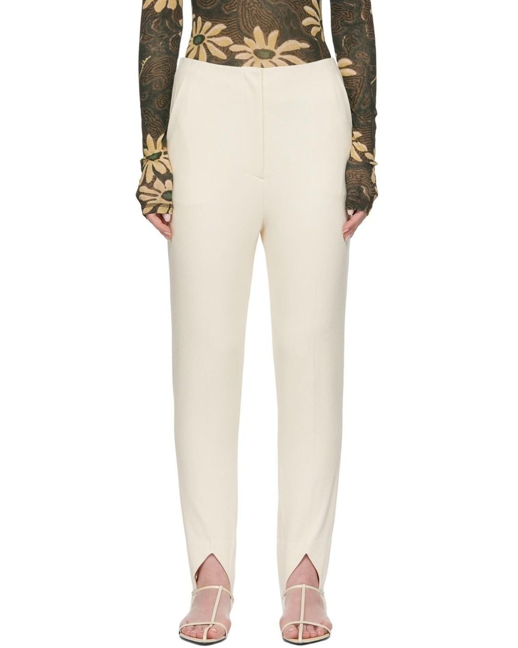 Nanushka Natural High-Waisted Casual Pants