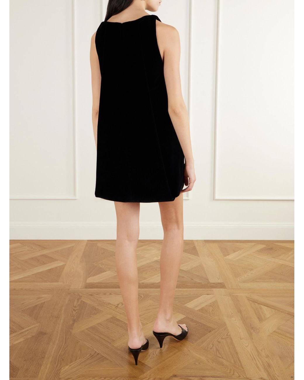 Brandon Maxwell Black Paneled Velvet Mini Dress