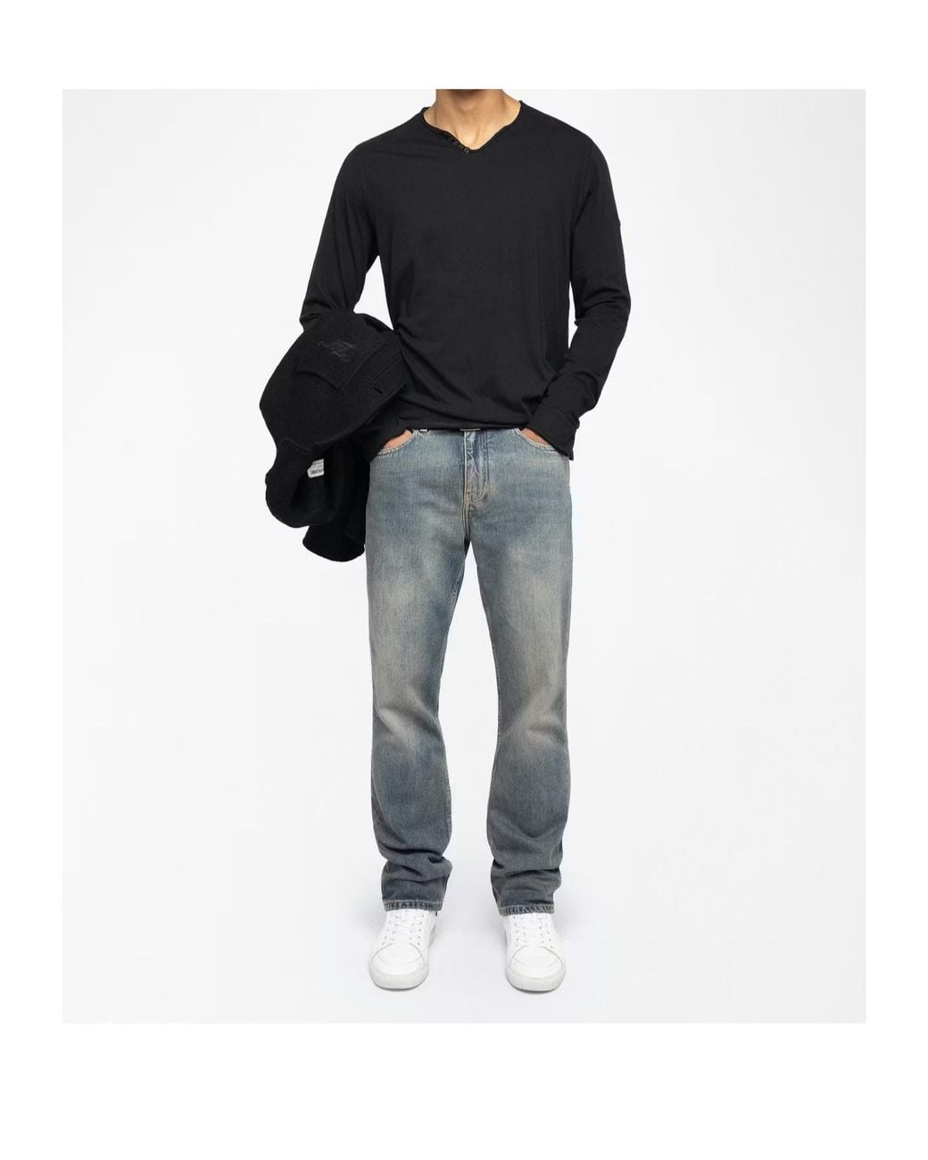 Zadig & Voltaire Black Monastir Henley T-Shirt for men