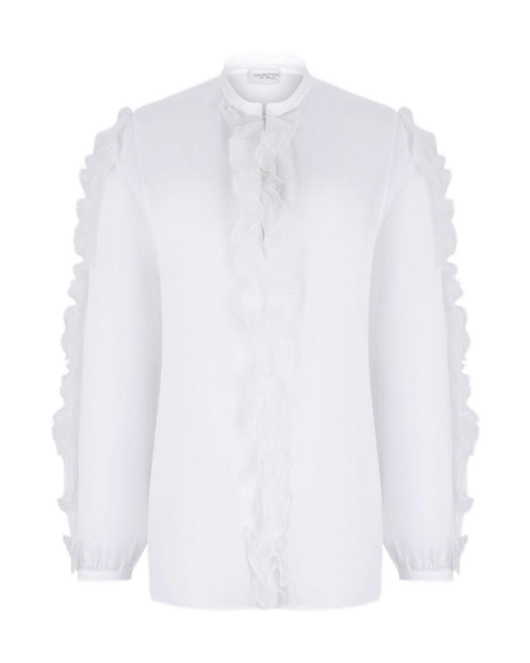 Giambattista Valli White Ruffle-Trimmed Poplin Shirt