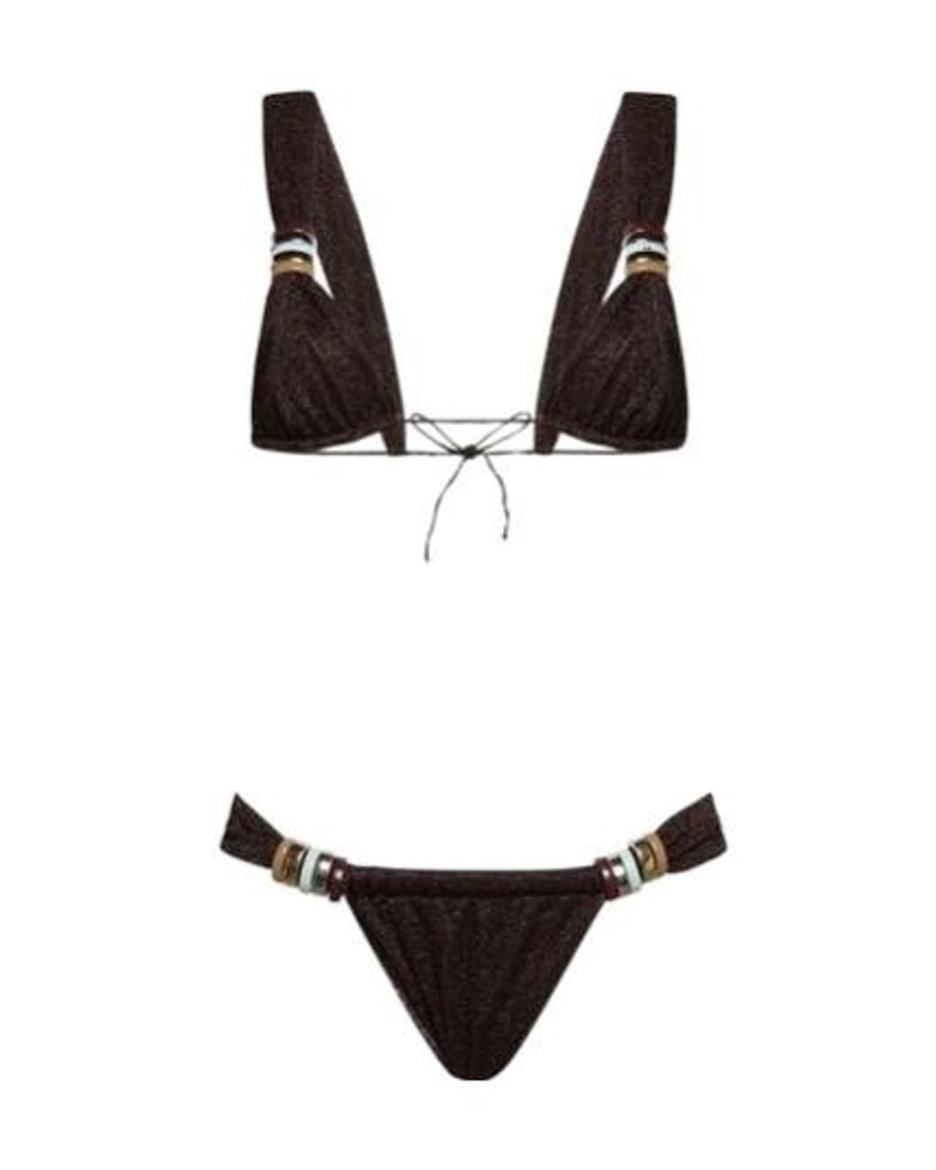 Oseree Black Oséree Triangle Cup Embellished Beachwear