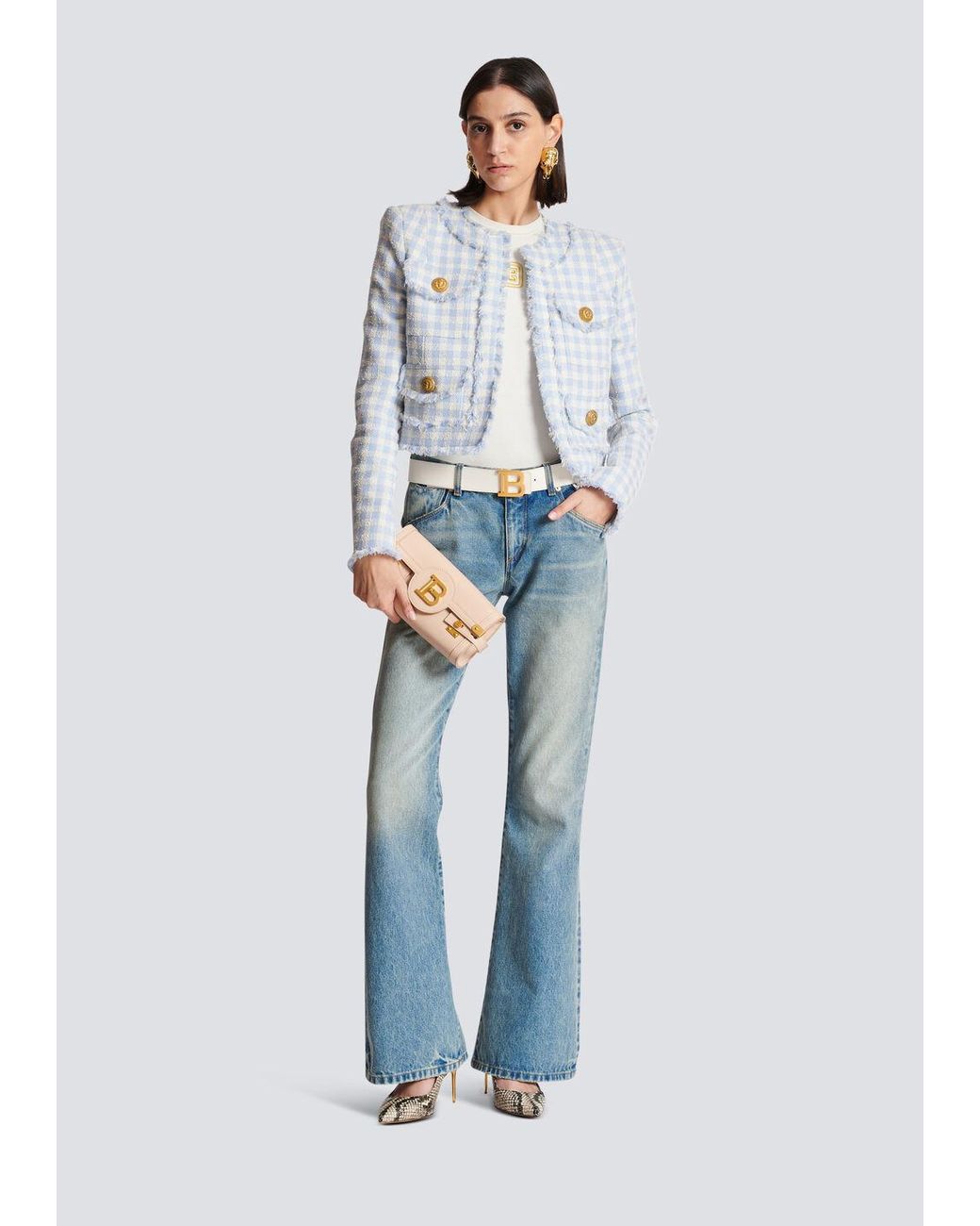 Balmain Blue Western Bootcut Denim Jeans
