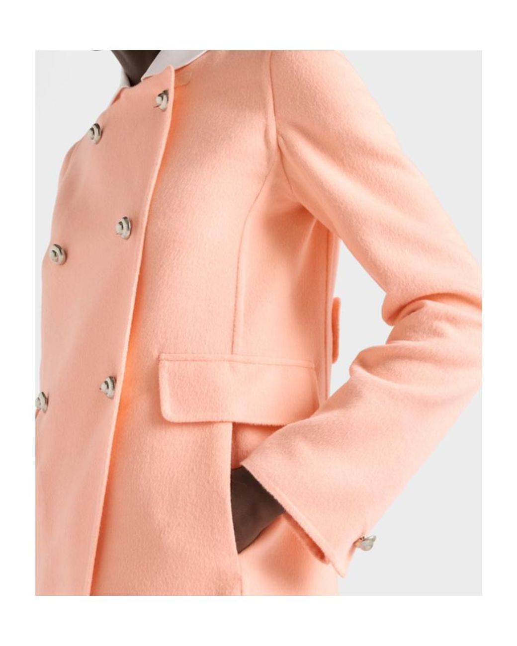 Prada Pink Double-Breasted Lightweight Cashmere Peacoat