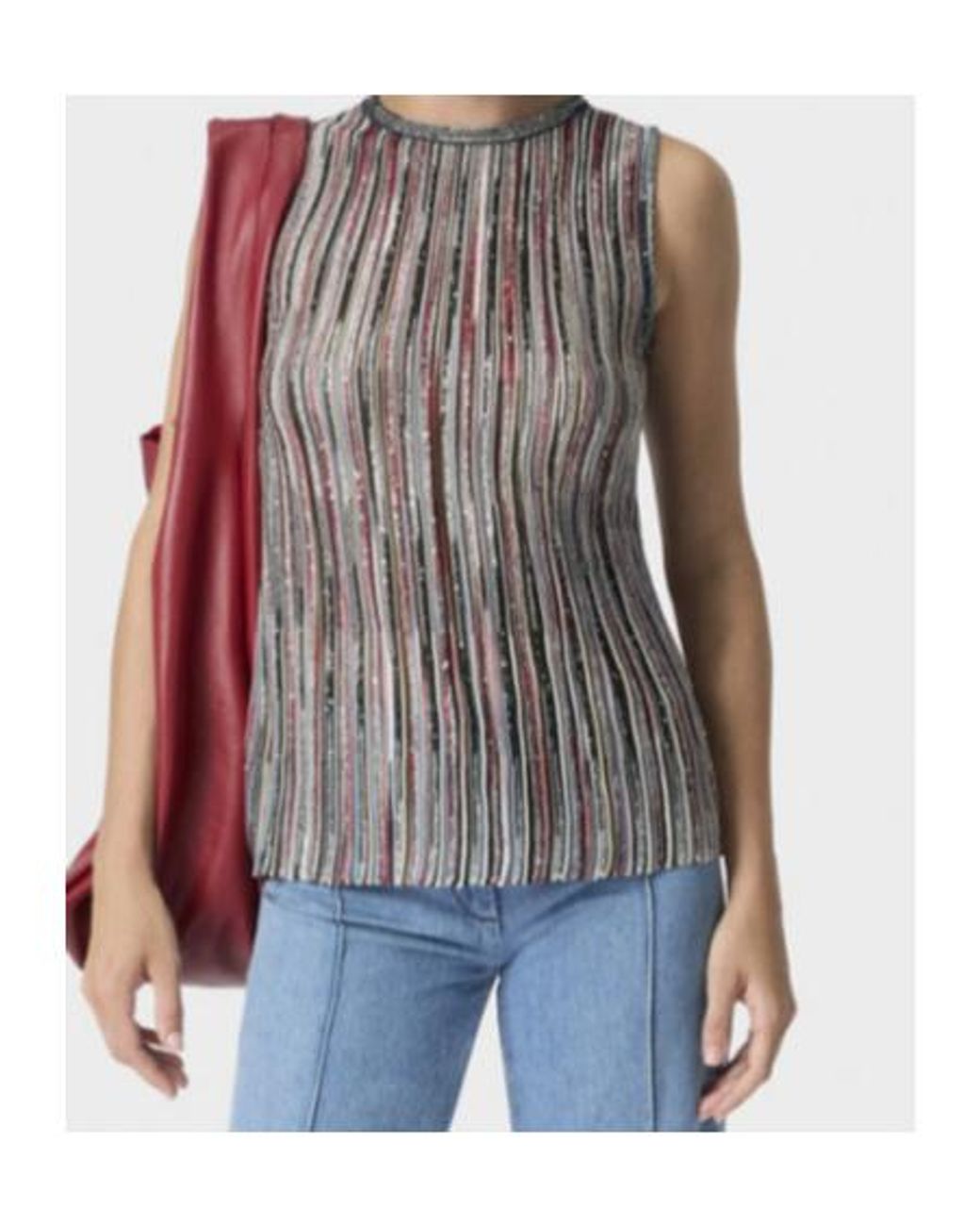 Missoni Multicolor Sequined Striped Sleeveless Top