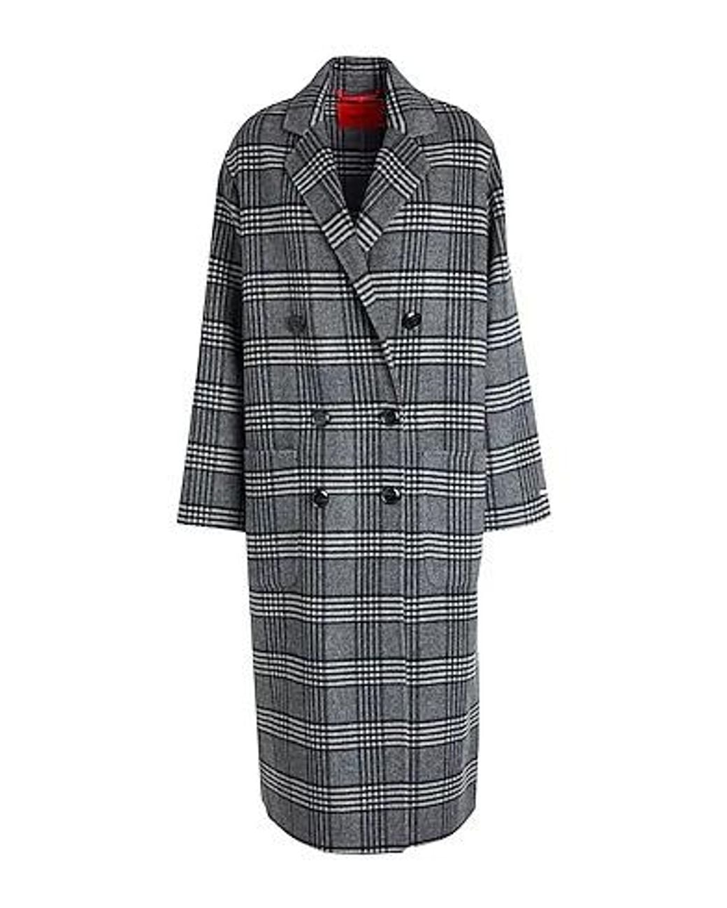MAX&Co. Gray Plaid Lapel Double-Breasted Coat