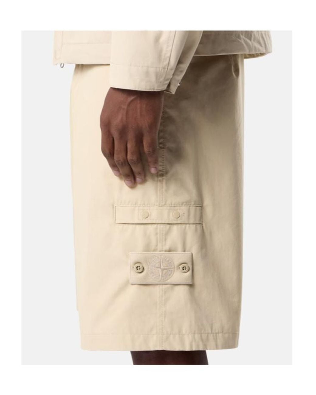 Stone Island Natural Windproof And Breathable Loose-Wide-Leg-Fit Bermuda Shorts for men