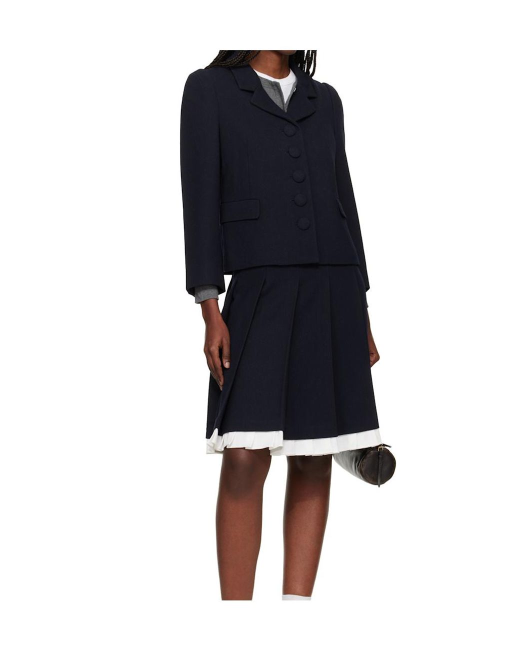 ShuShu/Tong Black Shushu/Tong Patchwork Lace Wide Pleat Skirt