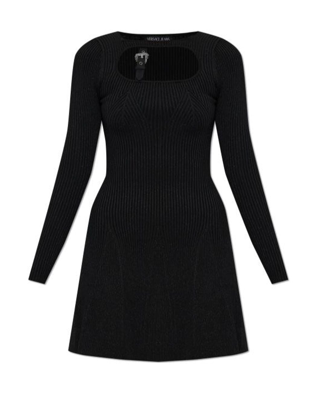 Versace Jeans Black Couture Lurex Thread Mini Dress