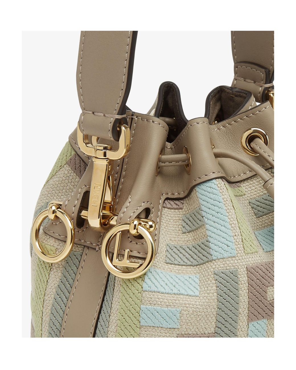 Fendi White Mon Tresor Drawstring Bucket Bag