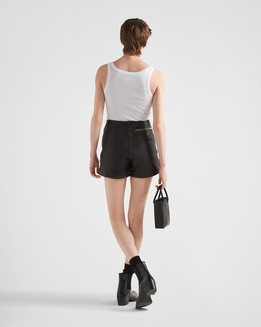 Prada Black Leather Shorts